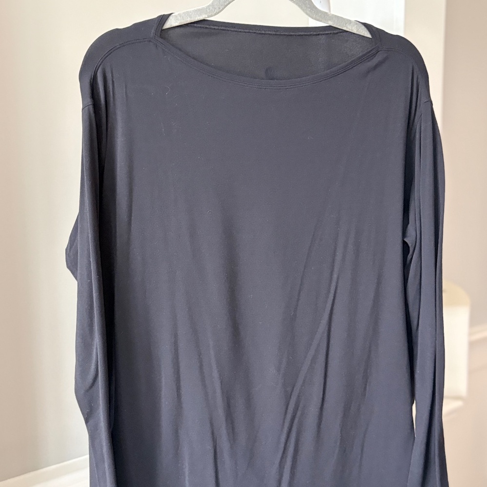 Lululemon Drapey Boat Neck Studio Top Black Long Sleeve Size M